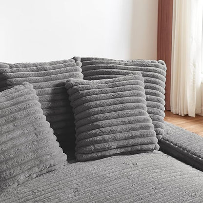 64" Oversized Chaise Daybed Lounge Sleeper Sofa Extra Wide Cloud Sofa&Couch, Luxury Plush Corduroy Upholstered Loveseat Couch Deep Seat Living Room Queen Size Sofabed W/5 Pillows for Home/Apartment