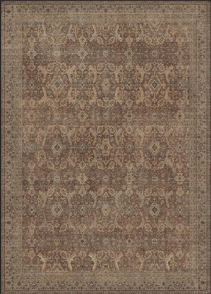10X12 Area Rugs Machine Washable Rugs for Living Room, Vintage Boho Large Rugs for Bedroom Dining Room, Non Slip Indoor Soft Distressed Lightweight Thin Low Pile Carpet, Rustic Brown