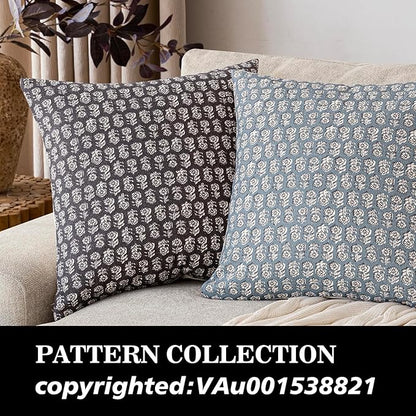 Foindtower Set of 2 Decorative Neutral Floral Print Throw Pillow Covers Vintage Accent Farmhouse Cushion Covers Boho Home Decor for Sofa Couch Chair Bedroom Living Room Outdoor,24×24 Inch,Black
