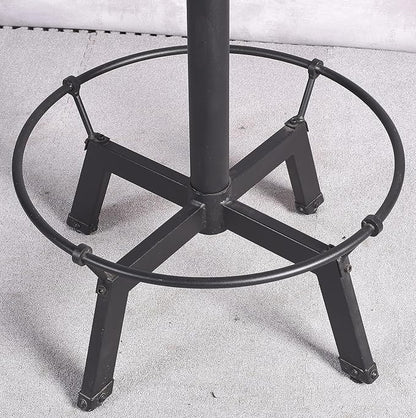 Diwhy Pub Set Industrial Style Adjustable Height 33.5-39.4in Dining Table Dia 23.6" Wooden Top with Handle Bar Table