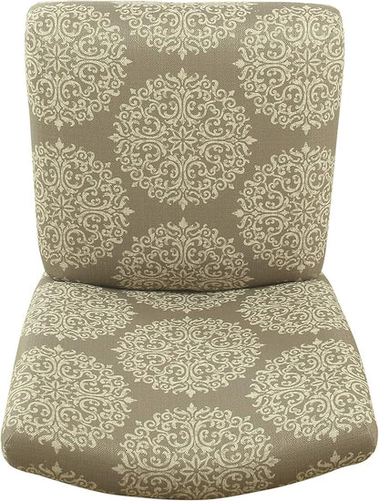 HomePop Upholstered Counter Height Barstool, 24-Inch, Taupe and Cream Medallion