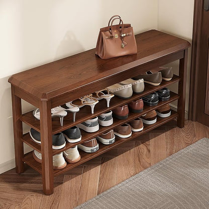 Shoe Rack for Front Door Entrance, Solid Wood Shoe Bench for Closet, Holds Up to 550lbs, Shoe Rack Bench for Entryway, Mudroom, Hallway