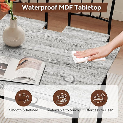 Vipbear Kitchen Dining Table Set for 4, 5-Piece Kitchen Table Set,Dining Room Table Sets,Rectangular Kitchen Table Set with 4 Chairs for Small Space, Dinette,Apartment,Rustic Grey