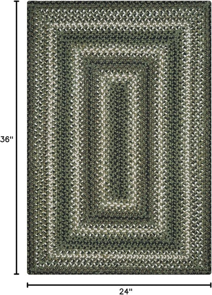 Pinecone Green Small Braided Rugs, 2x3' Rectangle - Handmade with Jute, Warm Country Rustic Decor, Perfect for Bathrooms and Entryways - Durable and Easy to Clean