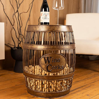 Wine Barrel Table - Cork Catcher Accent Table. Cork Holder Decorative and Storage - 3000 Corks - Large