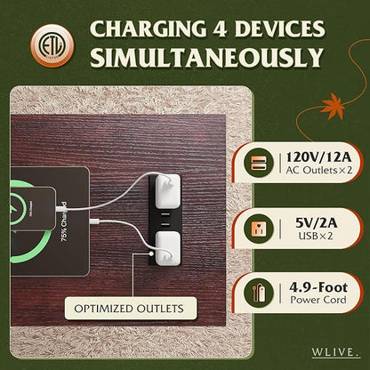 WLIVE Narrow End Table with Charging Station of Open Storage Shelf，Sofa Side Table with 2 USB Ports and 2 Power Outlets，Slim Farmhouse End Table for Small Spaces，Bedroom, Living Room, Espresso