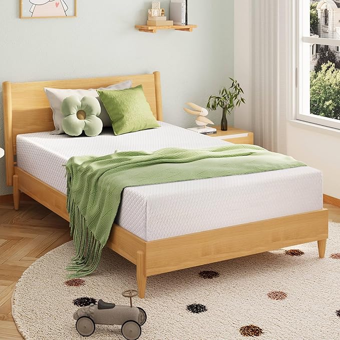 5 Inch Full Size Mattress for Kids, Memory Foam Mattress with Cooling Green Tea Gel, Relieve Pressure with Medium Firm Support, CertiPUR-US Certified, 75''L x 54''W, White