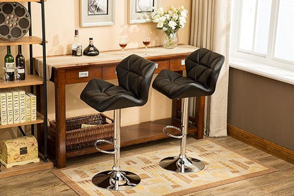 Roundhill Furniture Glasgow Contemporary Tufted Adjustable Height Hydraulic Black Bar Stools, Set of 2,