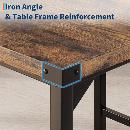 IDEALHOUSE Dining Table Set for 2 w/Counter Height Table & 2 Upholstered Bar Stools, 3-Piece Kitchen Table Set with Footrest & Corner Protector, for Kitchen Room, Apartment, Pub