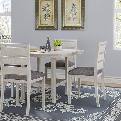 Solid Wood Dining Table, Part of Dining Table Set- Mix and Match Table, Chair, and Bench Sold Separately for Dining Room, Kitchen, Grey