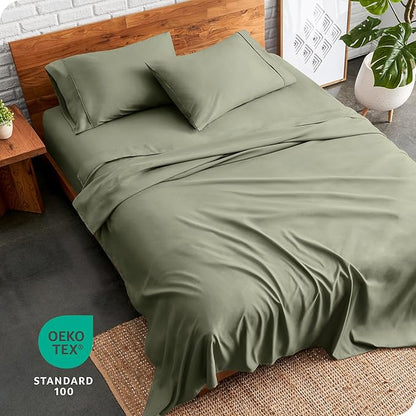 Bare Home Full XL Sheet Set - Luxury 1800 Ultra-Soft Microfiber Full Extra Long Bed Sheets - Double Brushed - Deep Pockets - Easy Fit - 4 Piece Set - Bedding Sheets & Pillowcases (Full XL, Sage)