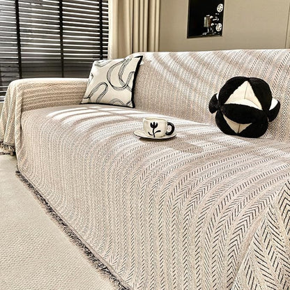 Nobildonna Sofa Cover Washable Soft Thicken Chenille Couch Cover with Tassel,Waterproof Sofa Slipcover for 2-3 Cushion Couch,Sectional Sofa,L-Shaped Furniture Protector Pet-Friendly,Brown 91"x118"
