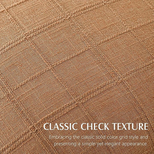 Foindtower Set of 2 Decorative Linen Check Throw Pillow Covers Neutral Farmhouse Vintage Cushion Covers Modern Boho Home Decor for Sofa Chair Couch Bedroom Living Room Outdoor,26×26 Inch,Brick