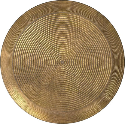 SIMPLIHOME Timmons Coffee Table - 21 inch Wide Cast Aluminum Round Living Room Table in Antique Brass, Industrial Center Table for Compact Spaces with Sculptural Base and Raised Tabletop, Assembled