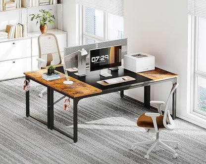 Coleshome 63 Inch Computer Desk, Modern Simple Style Desk for Home Office, Study Student Writing Desk, Vintage and Black