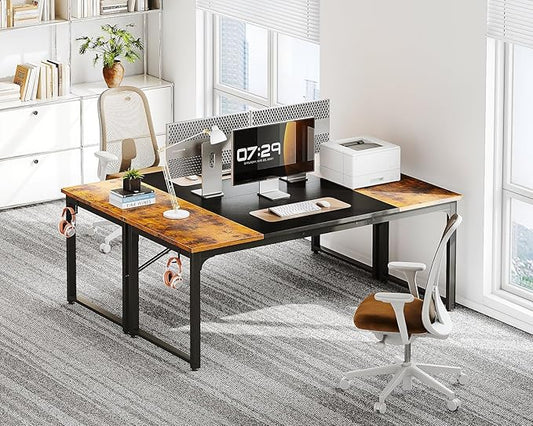 Coleshome 63 Inch Computer Desk, Modern Simple Style Desk for Home Office, Study Student Writing Desk, Vintage and Black
