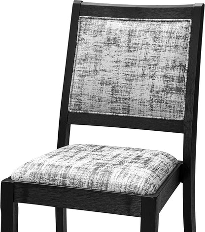 X02X2-206-30 5-pc Dining Room Table Set a Rectangular Kitchen Table and 2 Benches and 2 Wire Brushed Black Polyester Stackable Chairs, 39x120 Inch, Wire Brushed Black