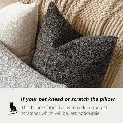 Foindtower Pack of 2 Textured Boucle Throw Pillow Covers Accent Solid Decorative Pillow Cases Cozy Woven Couch Cushion Case for Sofa Bedroom Living Room Home Decor, 18 x 18 Inch,Dark Brown