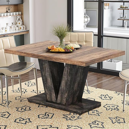 47" Dining Table, Wooden Kitchen Dinner Table Heavy Duty, Farmhouse Table for Dining Room, Living Room Space Saving, Black