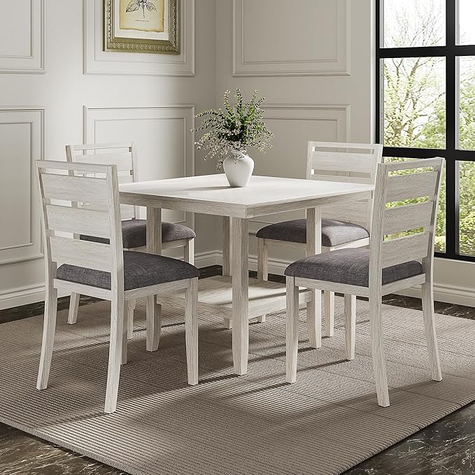 Solid Wood Dining Table, Part of Dining Table Set- Mix and Match Table, Chair, and Bench Sold Separately for Dining Room, Kitchen, Grey