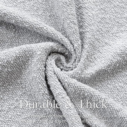 Foindtower Set of 2, Decorative Textured Boucle Throw Pillow Covers Accent Solid Pillow Cases Neutral Soft Cozy Couch Cushion Case for Chair Sofa Bedroom Living Room Home Decor 24 x 24 Inch Light Grey