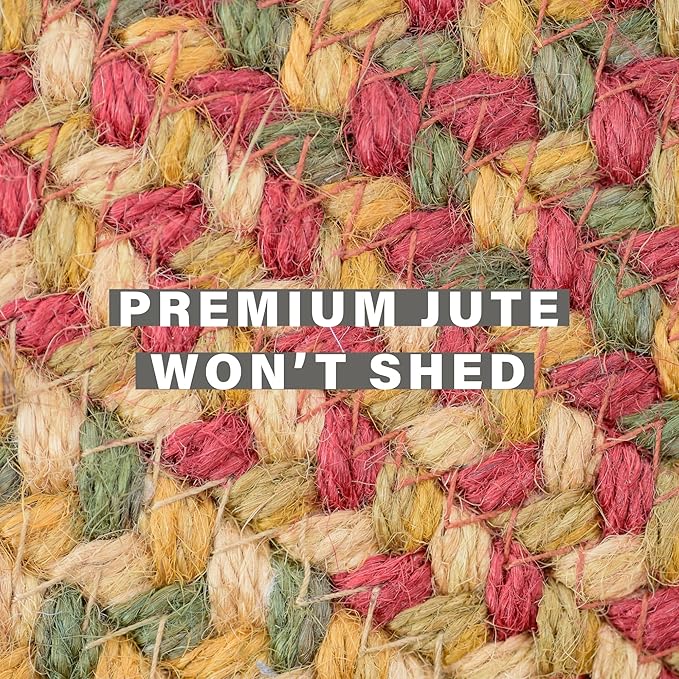 Cider Barn Cranberry Red Oval Braided Rug, Jute, 2x3' - Perfect Country Rustic Decor for Entryway, Kitchen, Everywhere
