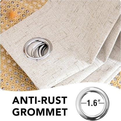 H.VERSAILTEX Primitive Linen Curtains 100% Blackout Curtain Drapes Burlap Curtains with White Thermal Insulated Liner, Grommet Top Drapes Living Room/Bedroom (2 Panels, 42 x 54 Inch, Natural)