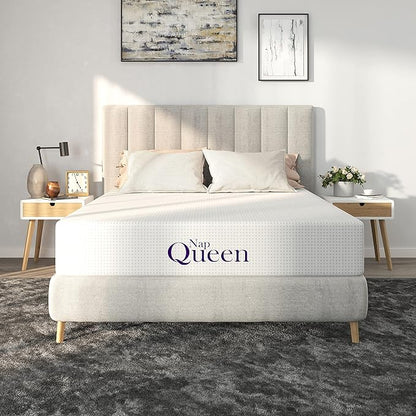 NapQueen Queen Mattress, 6 Inch Charcoal Memory Foam Mattress, Queen Bed Mattress in a Box, CertiPUR-US Certified, Medium Firm, Breathable Soft Fabric Cover