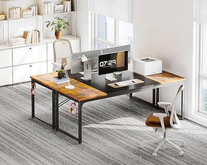 Coleshome 71 Inch Computer Desk, Modern Simple Style Desk for Home Office, Study Student Writing Desk, Vintage and Black