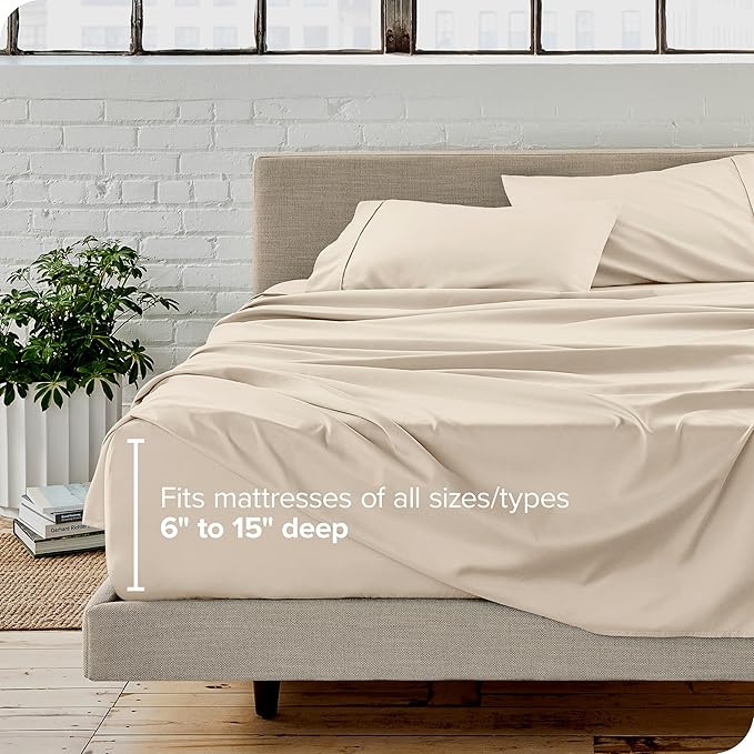 Bare Home Twin Sheet Set - 1800 Ultra-Soft Microfiber Twin Bed Sheets - Double Brushed - Deep Pockets - Easy Fit - Extra Soft - 3 Piece Set - Bedding Sheets & Pillowcases (Twin, Sand)
