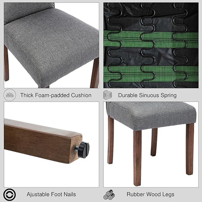 Stylish Upholstered Parsons Dining Chair Kitchen with Silver Nailhead Trim and Sturdy Solid Wood Legs