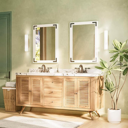 TETOTE 22 x 30 White Wood Framed Mirror for Bathroom Wall/Bedroom/Living Room/Entryway Farmhouse Rustic Bathroom Vanity Mirror for Wall Waterproof (Horizontal/Vertical Mounted)