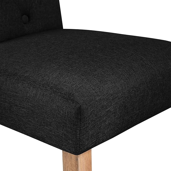 Yaheetech Dining Chairs Set of 4 Fabric Upholstered Button Tufted Dining Chairs with Solid Wood Legs and for Home, Kitchen, Restaurant, Black