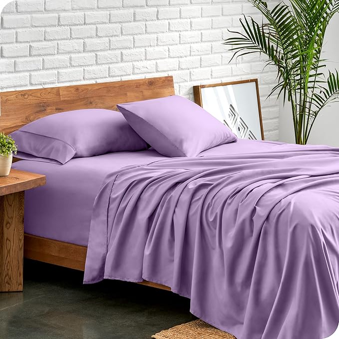 Bare Home Queen Sheet Set - Luxury 1800 Ultra-Soft Microfiber - Double Brushed - Deep Pockets - Easy Fit - 4 Piece Set - Bedding Sheets & Pillowcases (Queen, Lavender)