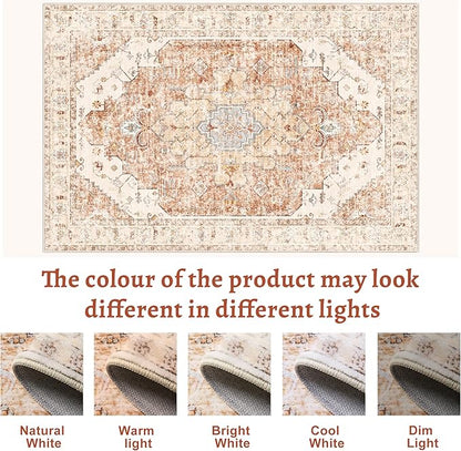 Tangsoo Vintage Rug 2x3 Washable for Entryway, Non Slip Small Area, Indoor Front Door Rug, Print Distressed Brick Red Door Mat Carpet, Soft Low Pile for Entrance Kitchen Bedroom Bathroom