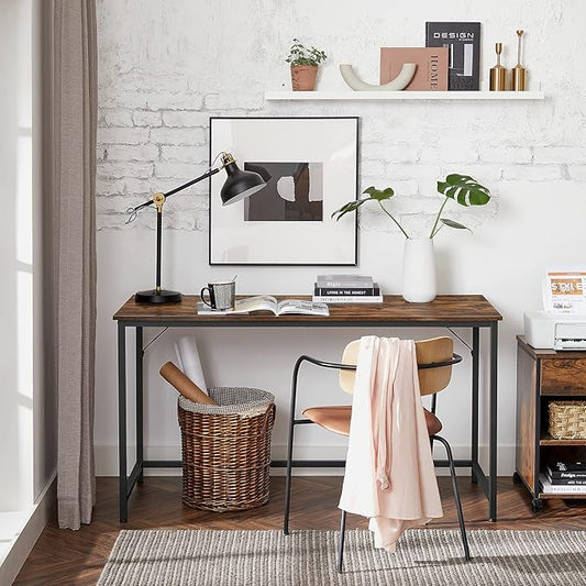 VASAGLE Computer Desk, Office Work Desk, 23.6 x 53.1 x 29.9 Inches, for Study, Bedroom, Home Office, Living Room, Rustic Brown and Ink Black ULWD043B01