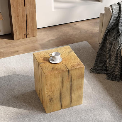Christopher Knight Home Bard 18" Square Living Room Side Table, Wood-Like Distressed Finish End Table, Decorative Accent Table for Indoor Outdoor Usage, Space Saving Furniture, Natural