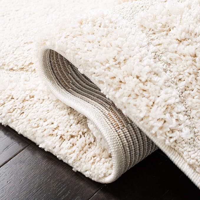SAFAVIEH Area Rug 8x10 - Florida Shag Collection - Large - Creme & Creme, Scroll Design, Non-Shedding & Easy Cleaning, Plush Thick Pile, Ideal for Living Room, Bedroom, Dining Space (SG455-1111)