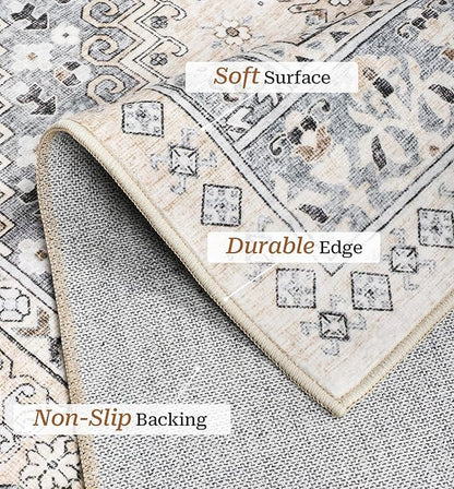zesthome 10x14 Area Rugs,Stain Resistant Washable Rug,Ultra-Thin Rugs for Living Room,Bedroom,Non-Slip Backing Home Decor Large Area Rug (Beige,10'x14')