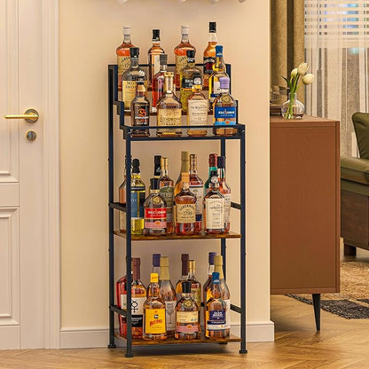 Trapezoidal Liquor Cabinet Bar for Home, Stepped Wine Rack Freestanding Floor, Corner Syrup & Whiskey Stand, Large-Capacity Alcohol Bottle Storage Display Shelf Living Room, Patent Pending