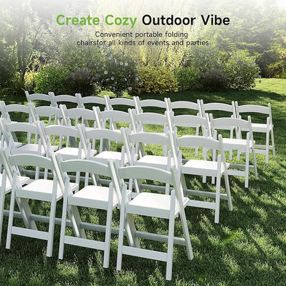 Real Relax White Resin Folding Chairs with Cushion - Comfortable Foldable Plastic Chair - Stackable Chairs with Padded Seats - Indoor/Outdoor Chairs for Events, 600lbs Capacity(60 Pack)