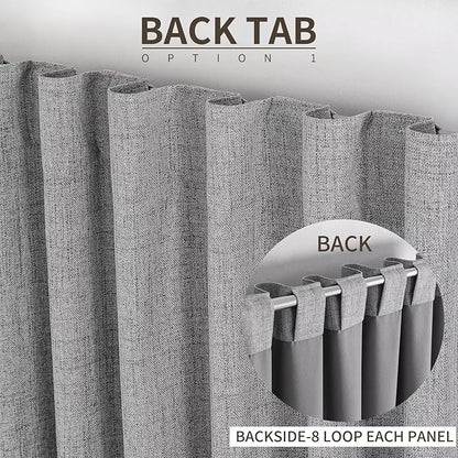 Joydeco 100% Total Blackout Curtains Custom Size for Bedroom Living Room Darkening Long Textured Drapes Thermal Insulated Back Tab & Rod Pocket 1 Panel(Light Grey,Custom Size)