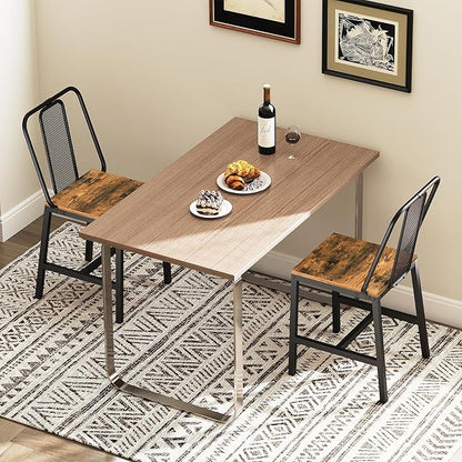 Dining Chairs Set of 2, Wooden Kitchen Chairs, Farmhouse Dining Chairs with Back Support, for Living Room, Kitchen, Rustic Brown and Black CY01L2BRN1