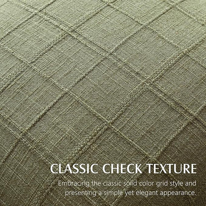 Foindtower Set of 2 Decorative Linen Check Throw Pillow Covers Neutral Farmhouse Vintage Cushion Covers Modern Boho Home Decor for Sofa Chair Couch Bedroom Living Room Outdoor,20×20 Inch,Sage Green