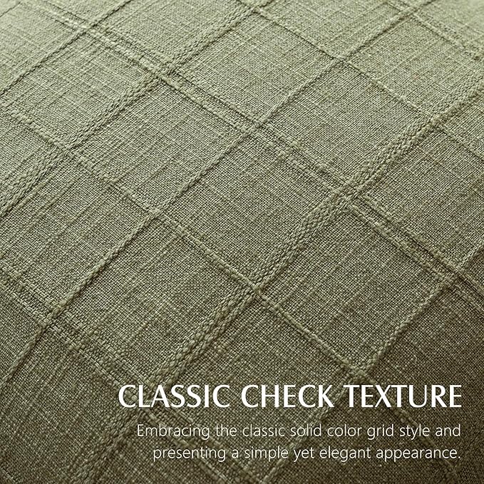 Foindtower Set of 2 Decorative Linen Check Throw Pillow Covers Neutral Farmhouse Vintage Cushion Covers Modern Boho Home Decor for Sofa Chair Couch Bedroom Living Room Outdoor,22×22 Inch,Sage Green