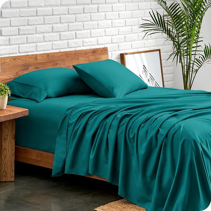 Bare Home Full Sheet Set - Luxury 1800 Ultra-Soft Microfiber Full Bed Sheets - Double Brushed - Deep Pockets - Easy Fit - 4 Piece Set - Bedding Sheets & Pillowcases (Full, Emerald)
