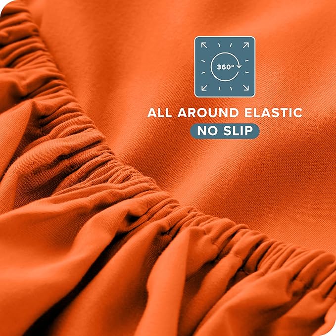 Bare Home Queen Sheet Set - Luxury 1800 Ultra-Soft Microfiber Bed Sheets - Double Brushed - Deep Pockets - Easy Fit - 4 Piece Set - Bedding Sheets & Pillowcases (Queen, Orange)