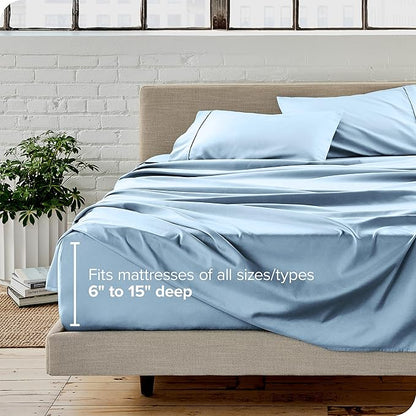 Bare Home Full Sheet Set - Luxury 1800 Ultra-Soft Microfiber Bed Sheets - Double Brushed - Deep Pockets - Easy Fit - 4 Piece Set - Bedding Sheets & Pillowcases (Full, Light Blue)