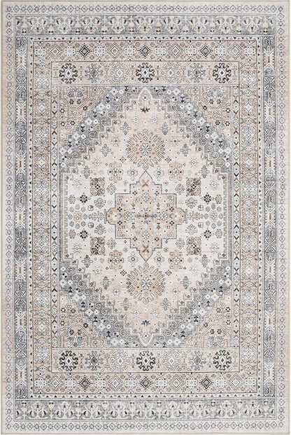 zesthome 12x15 Area Rugs, Large Washable Rug, Ultra-Thin Stain Resistant Rugs for Living Room, Bedroom, Non-Slip Backing Home Decor Area Rug (Beige,12'x15')