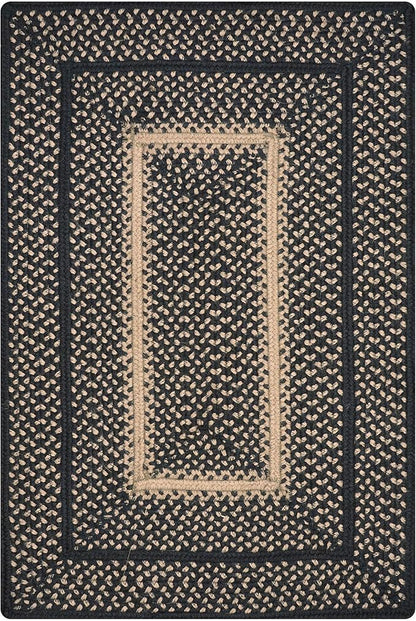 Manchester Black Braided Area Rug, Jute, 6x9' Rectangle - Perfect Country Primitive Decor for Dining Room, Living Room, Everywhere